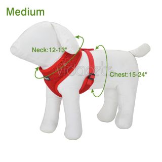 Red 11 13" Neck Size Dog Harness Soft Mesh Walk Vest Collar Leash s Small
