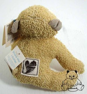 Bear Baby Rattle Brown Gund Plush Toy Stuffed Animal Brown Teddy Soft Small BNWT