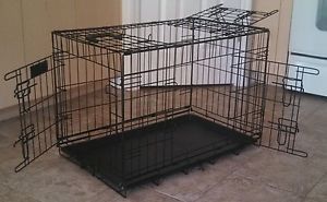 EliteField 30" 3 Door Folding Dog Crate Cage with Divider and Rubber Feet