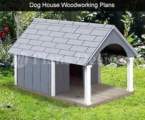30" x 36" Small Dog House Plans Gable Roof Style with Porch Design 90204G
