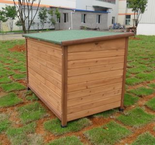 Dog House Flat Roof Large Pet Wood House Natural Opened Waterproof