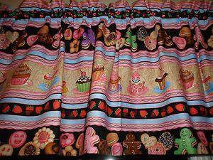 Chef Pastry Cookie Gingerbread Strawberry Cupcake Cherry Window Valance Decor