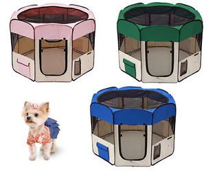 2 Door Pet Dog Kennel Dog Fence Puppy Playpen Exercise Pen Soft Crate w Bag