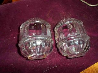 Vintage Glass Bird Cage Feeder Dishes Jars Waterers Matching Pair Art Deco