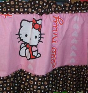 Hello Kitty Baby Pink Brown Window Treatment Girls Bedroom Playroom Valance