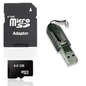 New 4GB 4 GB TF TransFlash Micro Mini SD Card Adapter USB Reader 3 in 1 Set