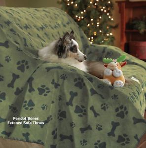 New Dog Bed Throw Hair Collecting Furniture Blanket Pewter Dog Bone Print 04273