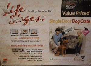 Midwest 1642 1P Life Stges Single Dr Folding Metal Dog Crate 42"x28"X31"