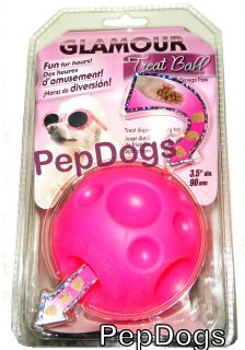 Omega Paw Glamour Tricky Treat Ball Pink Medium 3" Dog Puppy Food Dispensing Toy