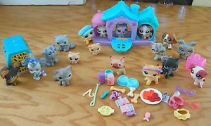 Littlest Pet Shop LPS Large Lot RARE Chihuahua Dogs Cats Dog House Play Set