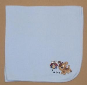 Just Born Blue Puppy Dog Waffle Thermal Baby Blanket Boys Dog House Pup Paws