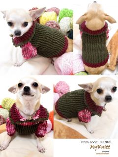 S M Handmade Crochet Dog Costume Clothes Sweater D865 Poodle Beagle Pomeranian