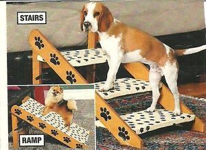 Sturdy Convertible Pet Dog 3 Steps Stairs Ramp Paw Print Design
