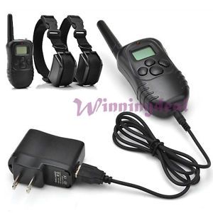 Rechargeable Waterproof for 2 Dogs LCD Shock Vibrate Remote Dog Training Collar