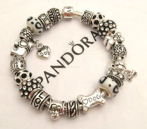 Pandora 925 Sterling Silver Charm Bracelet Love My Dog Puppy Paw Dog Mom A1