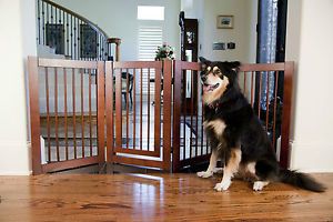 360° Configurable Wood Gate w Door Pet Dog Adjustable Barrier Fence 80”L x 30”H