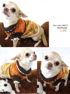 XXS XS Handmade Crochet Cute Dog Pet Clothing Dress Sweater D874CHIHUAHUA Yorkie