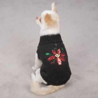 Poinsettia Sweater w Sequins Dog Christmas Holiday New