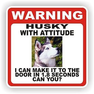 Siberian Husky Door Warning Decal Sticker Pet Dog