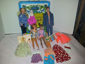 Vintage 1960s Barbie Dolls Ken w Clothing Accessories Case 3 Booklets