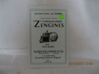 1925 Fairbanks Morse 2 3 6 H P "Z" Engines Setting Instructions 2548D