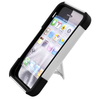 Black White Hard Hybrid Case Cover Kickstand Apple iPhone 5 6th Gen Accessory