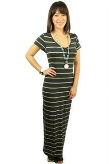 121AVENUE Gorgeous Striped Maxi Dress Women Plus Size Gray Career Full Length