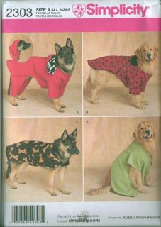Simplicity Dog Cat Clothes Pet Clothing Sewing Pattern