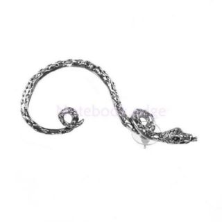 Punk Gothic Antique Silver Spitting Snake Ear Wrap Cuff Stud Earring Jewelry