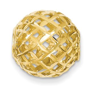 14k Yellow Gold Diamond Cut Weave Gold Ball Chain Slide