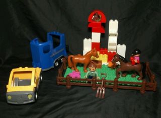 Lego Duplo Farm Pieces Horses People Figures Fences Truck Trailer EXTRAS