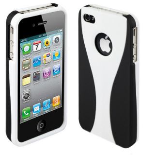 New White Black Apple iPhone 4 4S 4G 3 Piece Hard Cover Case