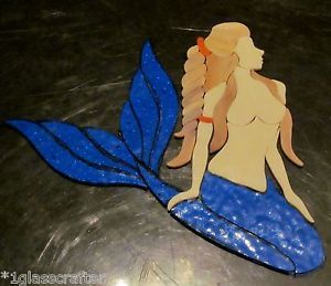 Precut Stained Glass Art Kit Mermaid Sea Fairy Mosaic Stone Coral Reef Inlay