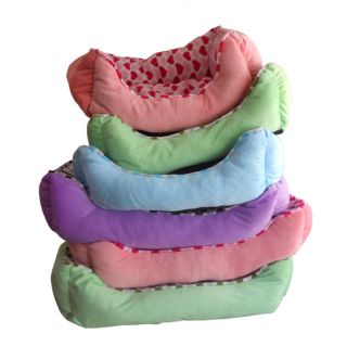 4 Color 2 Size Cute Heart Square Pet Cat Dog Bed Comfy Fleece House Nest Pad Mat