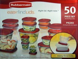 Rubbermaid 50 Piece Set Food BPA Free Plastic Storage Containers Easy Find Lids