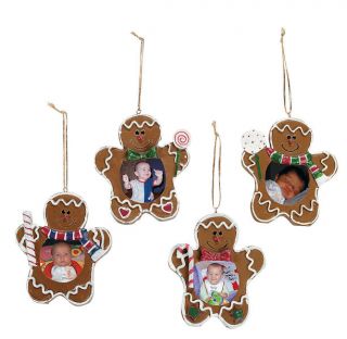 4 PC Gingerbread Man Photo Frame Ornaments Christmas Tree
