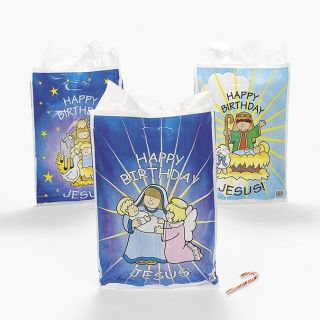 12 "Happy Birthday Jesus" Manger Goody Bags Christmas Party Favors