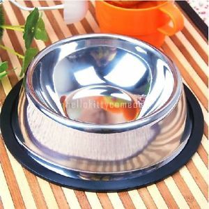 High Grade Non Slip Metal Stainless Steel Pet Puppy Cat Dog Food Water Bowl New