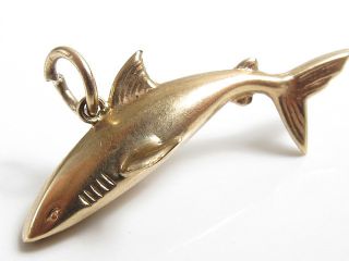 Vintage Stamped 9ct Gold Charm Pendant Great White Shark