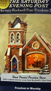 Norman Rockwell Christmas Village Church Freedom of Worship 2002 Porcelain