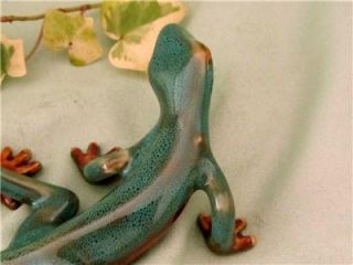 Lizard Gecko Blue Golden Pond Ceramic Sculpture Garden Art
