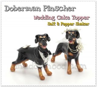 Doberman Pinscher Wedding Cake Topper Ceramic Figurine Dog Lover Gift Handmade