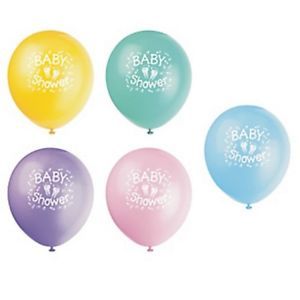 6 Pastel Spring Baby Feet Shower Balloons Party