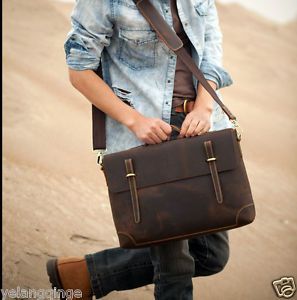 Men's Real Leather Briefcases Shoulder 15" Laptop Bags Business Cases