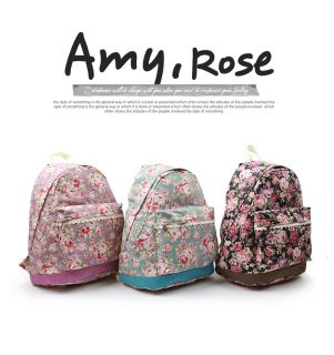 Floral Backpacks Bag for Women Girls Canvas Flower School Bags 