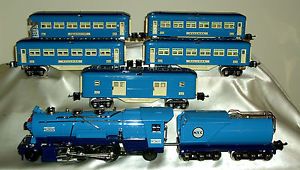 MTH Tinplate Traditions 10 1062 0 10 1064 Extra Car 616 Baby Blue Comet Set MT