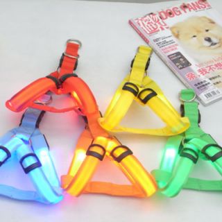 Safety Dog Pet Belt Harness 5 Colors Glow LED Flashing Light 3 Mode Leash Tether