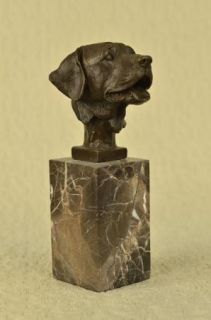 Adorable Labrador Retriever Bust Bronze Sculpture Art Deco Animal Pet Figurine