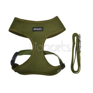 Green 9 10" Neck Size Dog Harness Soft Mesh Walk Vest Collar Leash XS x Small