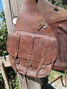 U s Cavalry Military McClellan Leather Horse 1917 Saddle Bags Canvas Liners